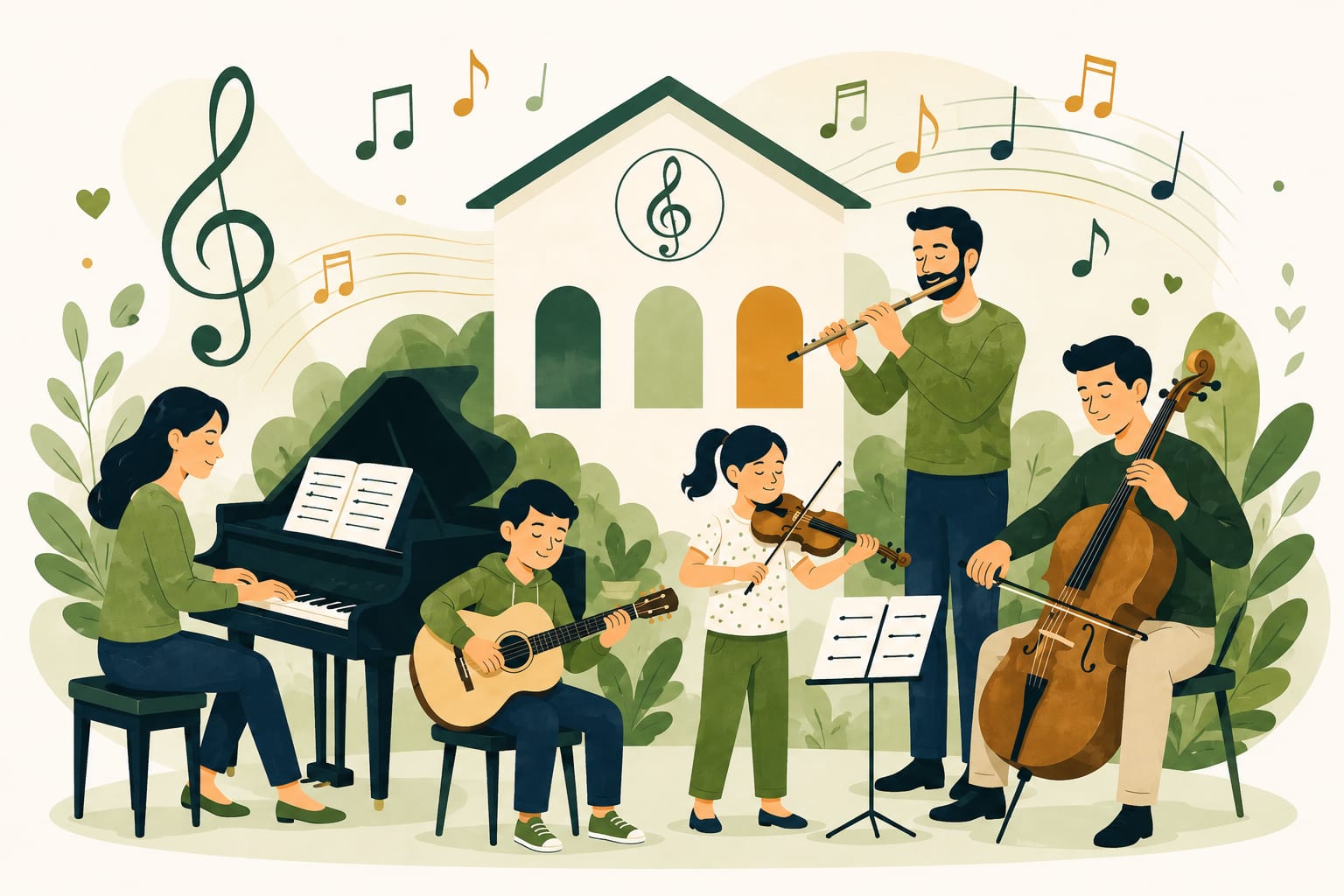Allievi dell'Accademia Musicale durante una lezione