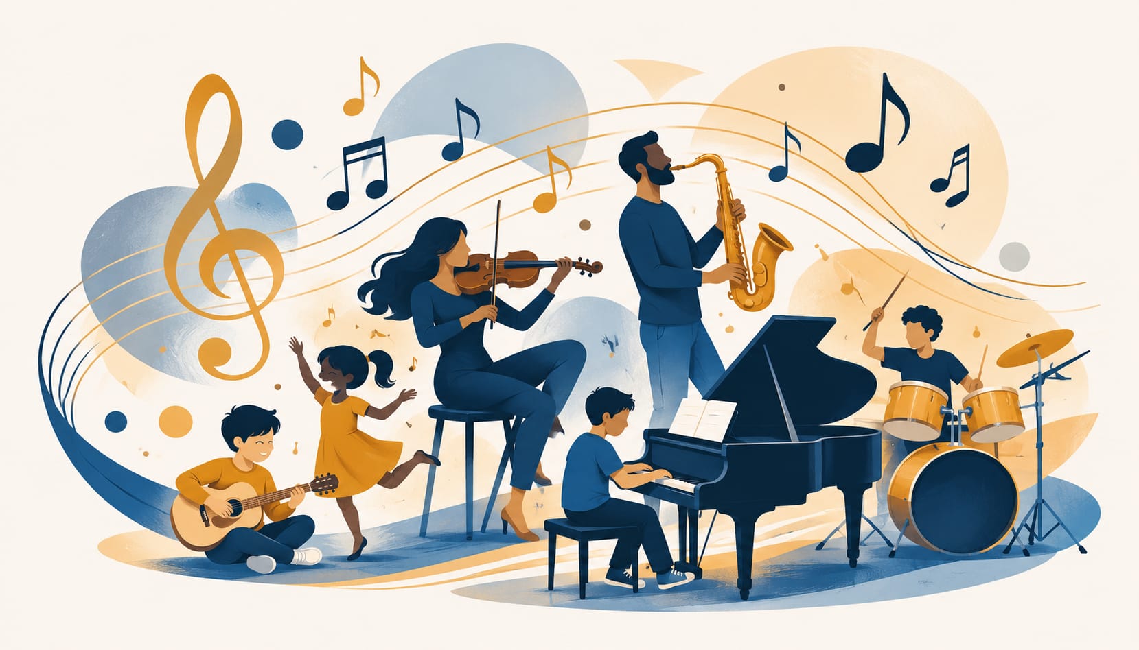 Allievi dell'Accademia Musicale durante una lezione